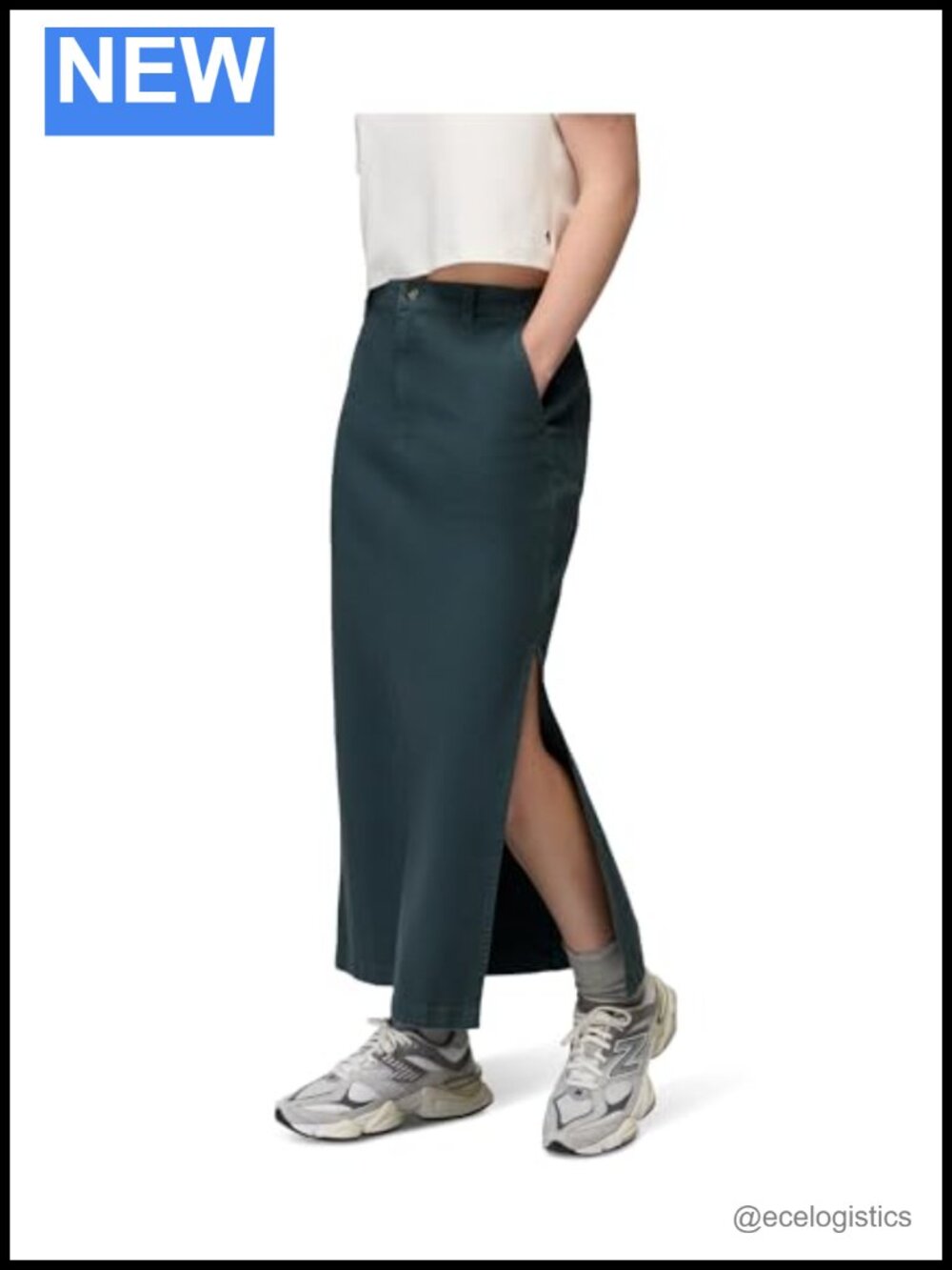 Organic Cotton Maxi Skirt Medium Stretch Zip Closure